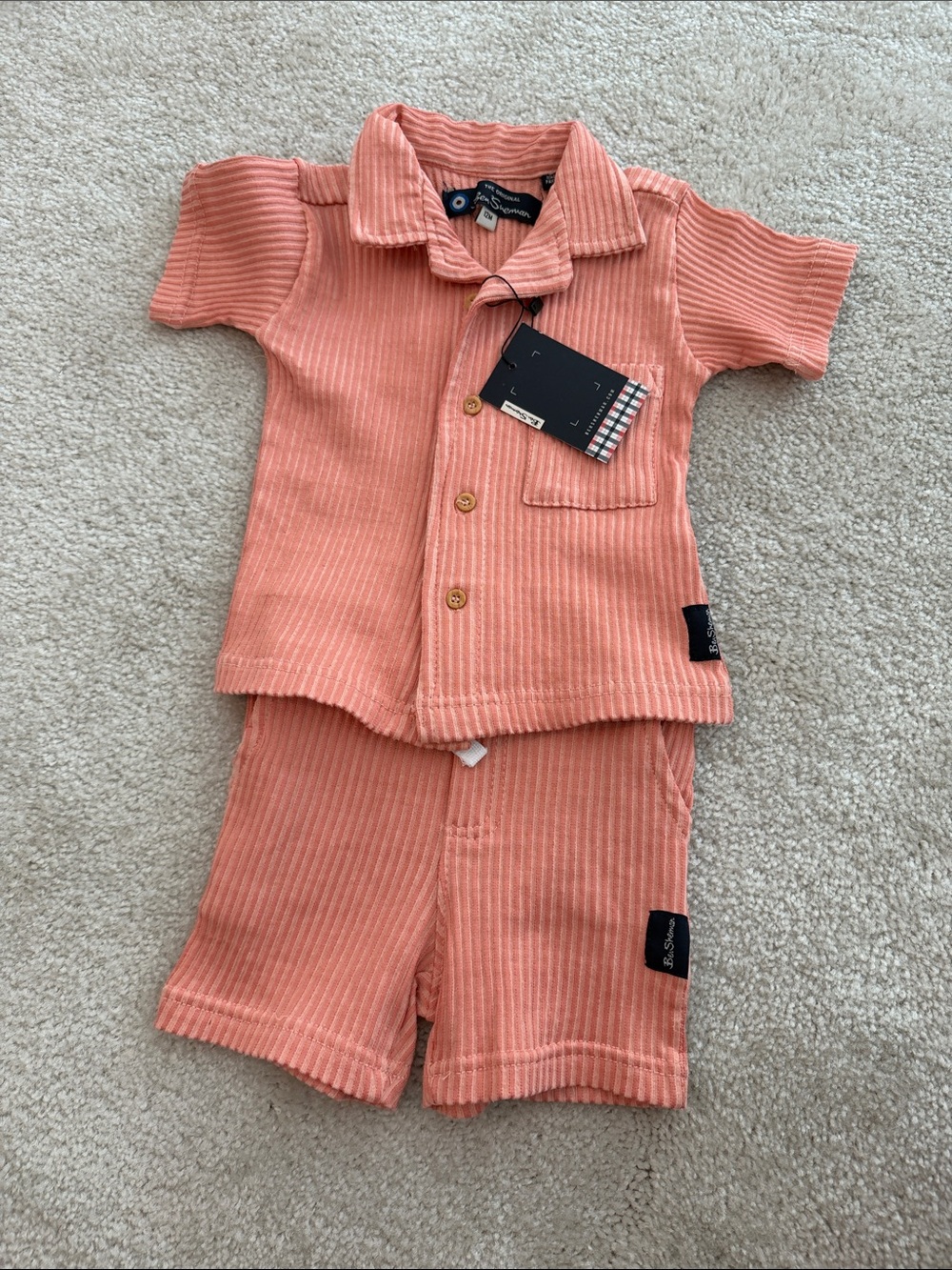 Ben Sherman Ribbed Two-Piece Shirt & Shorts Set